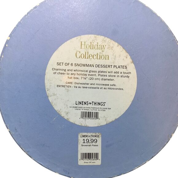 Linens N Things Set of 6 Handpainted Frosty Snowman Figurines Dessert Plates - Picture 7 of 9